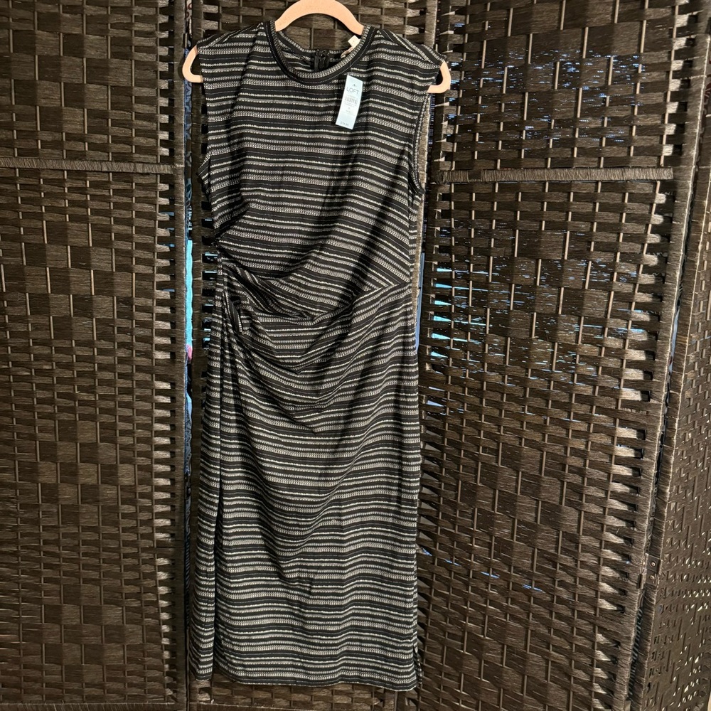 Loft Black Midi Dress Size 8 Petite